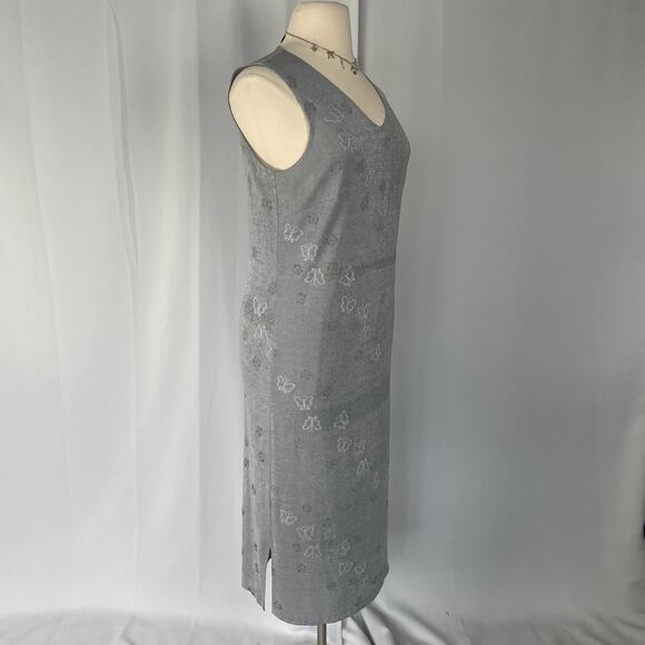 Vintage Maxi Dress Plus Size 14W 14 Gray Silver Butterfly Sleeveless Stretch 90s - Picture 5 of 16